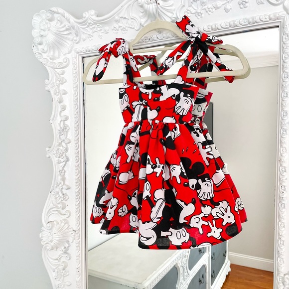 SALE New York Couture Handmade Disney Mickey Mouse Pinafore Girls Dress - Picture 5 of 7